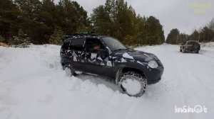 Как едет Нива Шевроле по плотному снегу