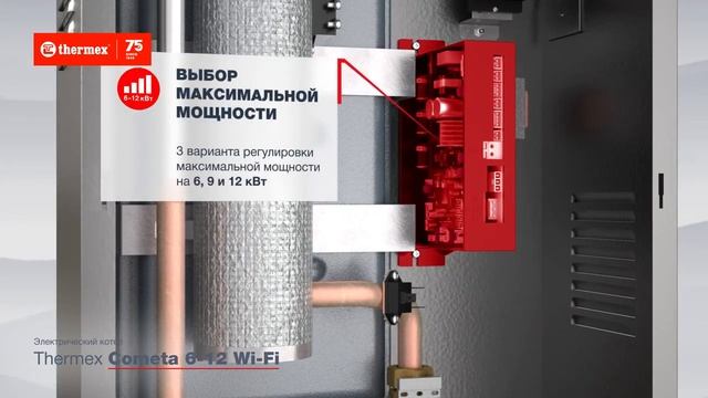Видеообзор электрического настенного котла Thermex Cometa 6-12 Wi-Fi смотреть онлайн