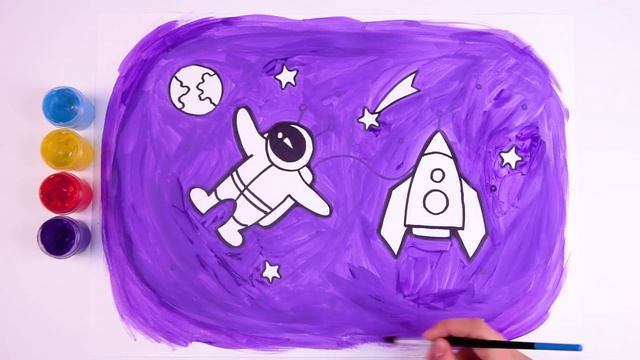 Draw, Coloring And Paint The Space, Astronaut And Planet For Kids, Toddlers