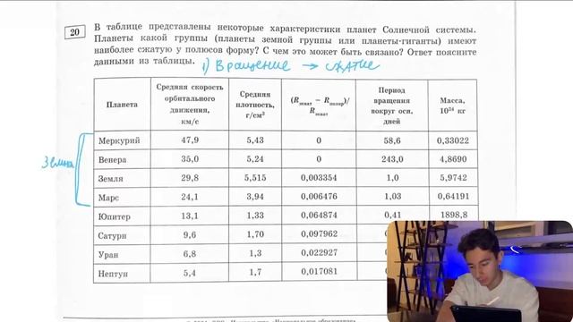 В таблице представлены некоторые характеристики планет Солнечной системы. Планеты какой - №28156 смотреть онлайн