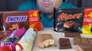 ASMR Chocolate Candy Bars (Snickers, Mars, Russian Chocolate) Mukbang 먹방 Eating Sounds
