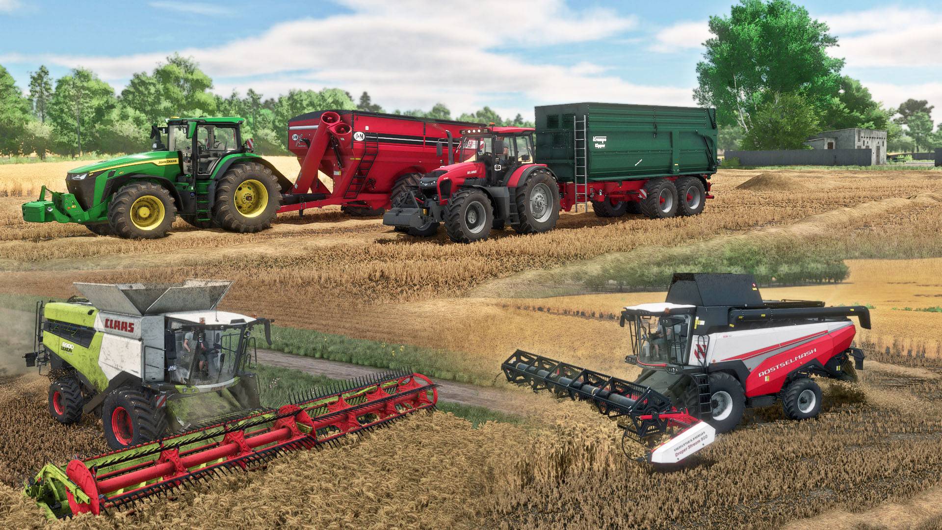 FS25 / Карта Zielonka /Timelapse / Уборка ячменя Claas Lexion 6900, RSM 161, JD 8R, FENDT, МТЗ 2022 смотреть онлайн