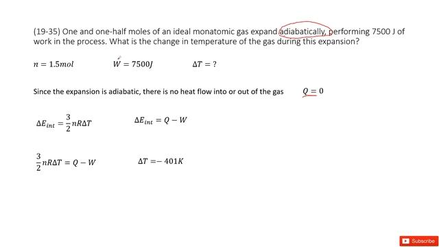 (19-35) One and one-half moles of an ideal monatomic gas expand adiabatically, performing 7500 J of смотреть онлайн