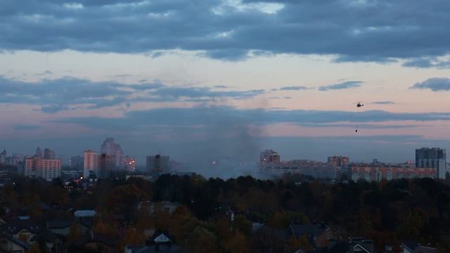 Тушение пожара в районе Кунцевского авторынка