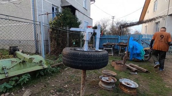 Шиномонтаж своїми руками 👍🏼100% Працює! (з зламаною рукою) / Монтажный станок своими руками