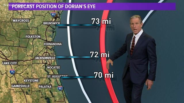Hurricane Dorian's Core 250 Miles From Jacksonville, Maximum Sustained Winds Of 110 Mph