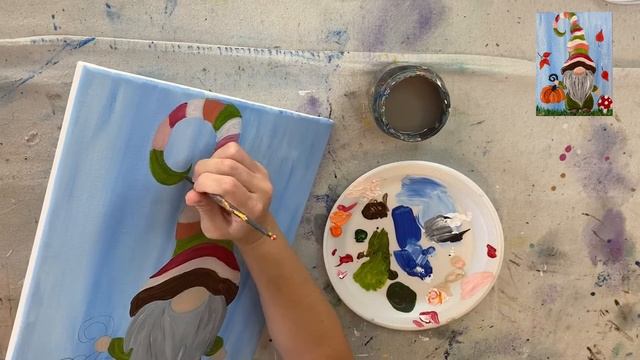 Fall Gnome Acrylic Painting Tutorial For Beginners