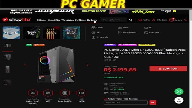 URGENTE PC Gamer T-GAMER Spider AMD Ryzen 5 4600G / 16GB (2x8GB) DDR4 / SSD 240GB смотреть онлайн