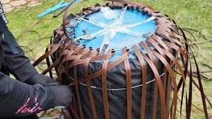 Садовая бочка, оплетаем ротангом без отверстий в дне