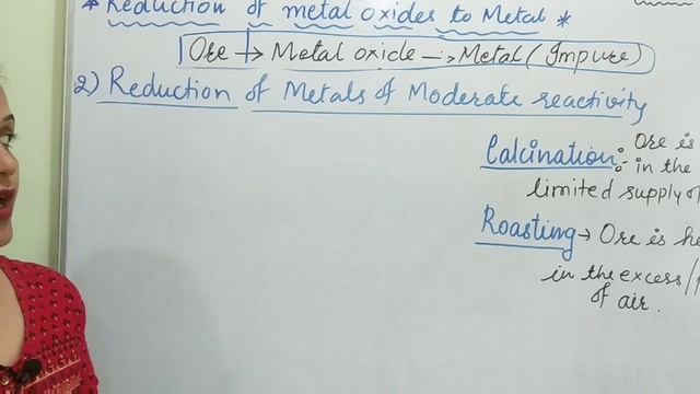 Reduction Of Metal Oxide  To Metal(class 10 )