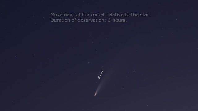 Comet C/2020 F3 (NEOWISE) - 3 Hour Timelapse And The Comet's Movement Relative To The Stars