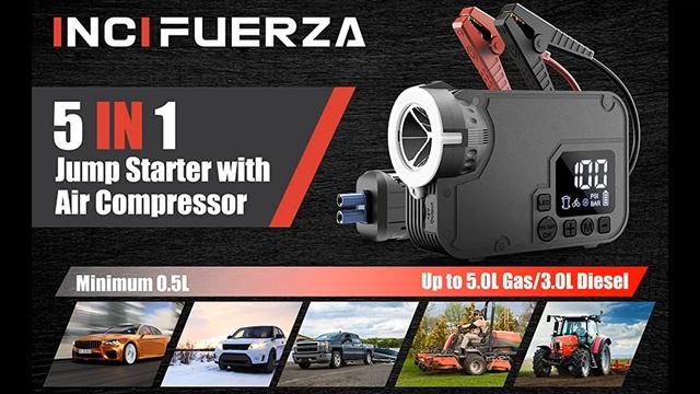 InciFuerza Light Weight Car Jump Starter with Air Compressor |Overview/Details/Reviews| смотреть онлайн
