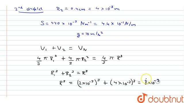 Two mercury droplets of radii 0.2 cm and 0.4 cm collapse into one single drop. What amount of energ