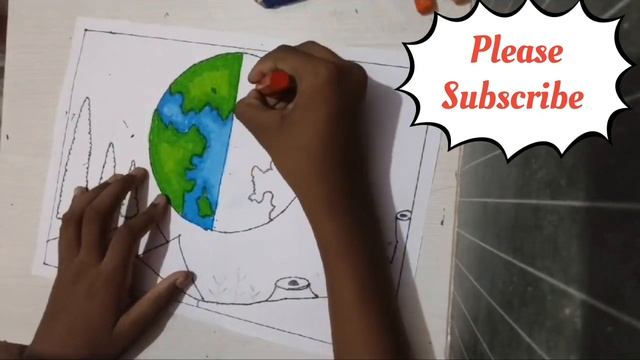 Save the Earth poster Drawing|| Step by Step drawing tutorial || Save trees|| смотреть онлайн