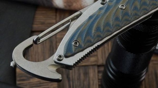 Складной нож-карабин Sanrenmu 7053MUC-GKV  со стеклобоем и стропорезом