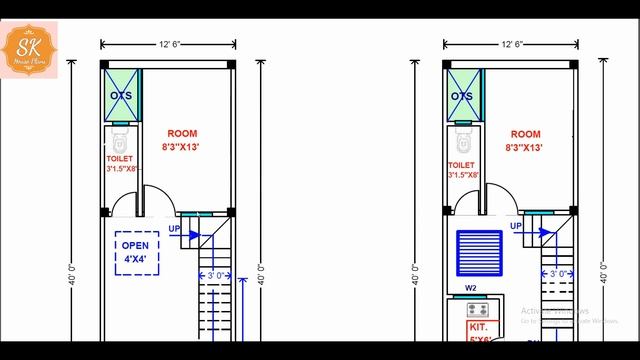 HOUSE PLAN 12’6” X 40’ / 500 SQ.FT / 56 SQ.YDS / 46 SQ.M / 56 GAJ / WITH INTERIOR / (4K) смотреть онлайн