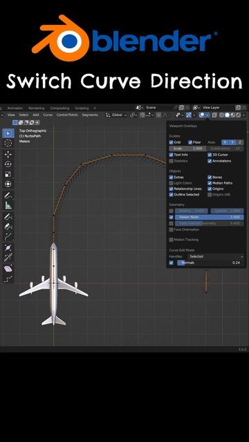 How to change the direction of a curve in Blender #blender3d #shorts #blendertutorial смотреть онлайн