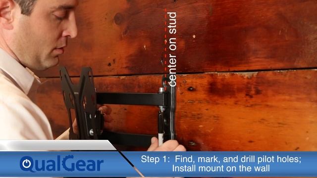 Installation of QualGear™ QG-TM-006-BLK Full Motion Wall Mount for most 23-Inch to 42-Inch LED TVs смотреть онлайн