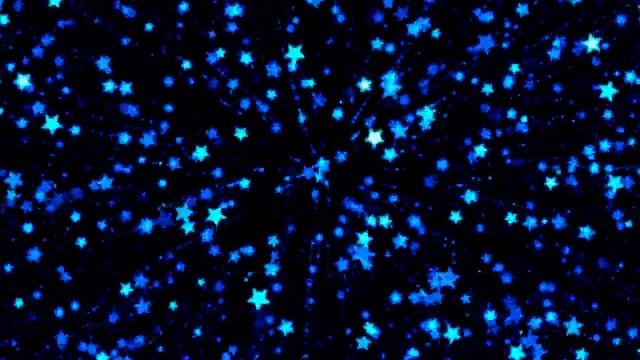 Футаж на хромакее Синие мерцающие звезды, улетающие в черноту