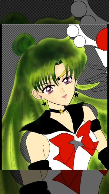 【美少女戦士セーラームーン】セーラープルート スマホ＋指一本で、描いてみた❗シリーズ #shorts#美少女戦士セーラームーン#イラスト