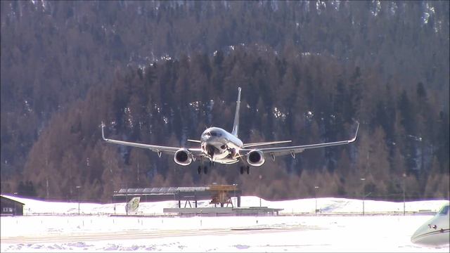 *Rare* Private B737-7BC(BBJ) (VP-BRT) Landing At Samedan/Engadin Airport