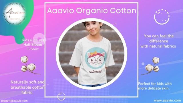 Kids Organic Cotton T-shirt (6-11 Years) Half Sleeve from Award winning brand Aaavio.com смотреть онлайн
