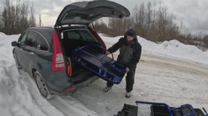 Снегоход в багажнике! Мотобуксировщик толкач Альбатрос-XL8