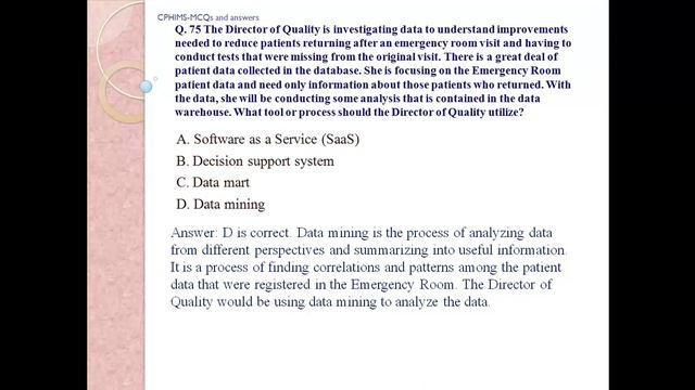 CPHIMS Exam Prep-Question & Answer ( 71-80) смотреть онлайн