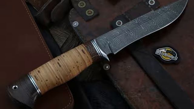 Кузница Назарова В.В. нож Варан (Дамаск волнистый, береста) смотреть онлайн