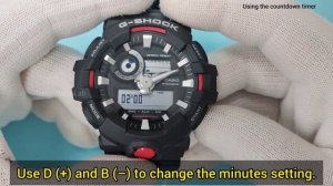 Casio G-Shock GA-700-1A - Module 5522 - tutorial on how to setup and use the functions.