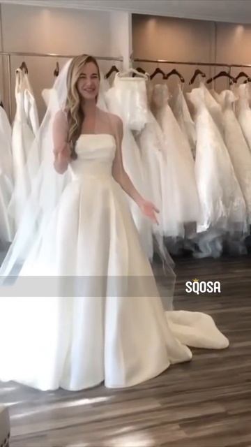 QW2110|Ivory Tulle Strapless A-line Wedding Dress смотреть онлайн
