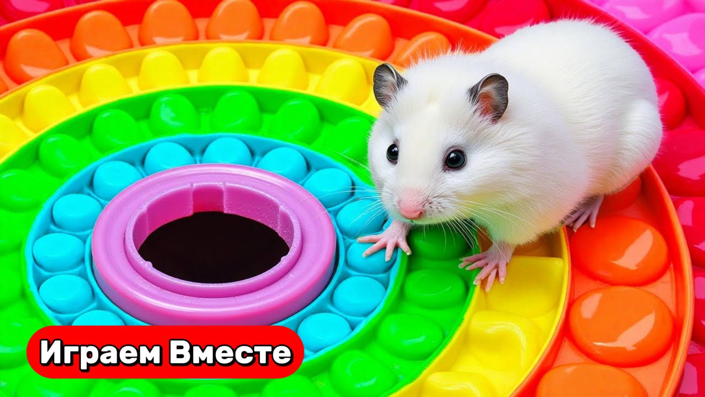 Хомяк выбирается из РАЗНОЦВЕТНОГО ПОПИТ ЛАБИРИНТА для хомячков-гениев ! Видео для детей смотреть онлайн