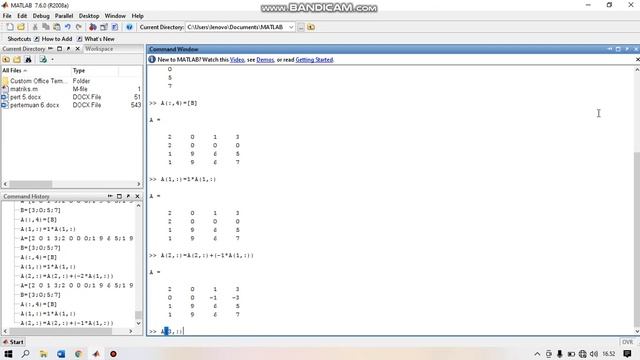 Penyelesaian Spl Menggunakan Aplikasi Matlab Dengan Metode Gauss