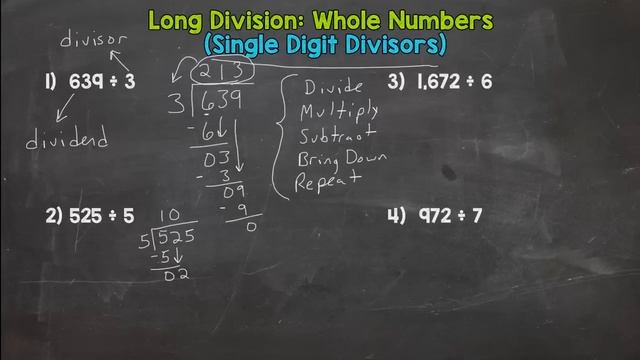 Long Division With Whole Numbers | Single Digit Divisors | 5th Grade Math