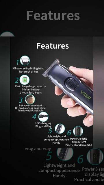 2021 Newest VGR V-020 Hair Clipper 0 cutter head&white carving&trim push смотреть онлайн