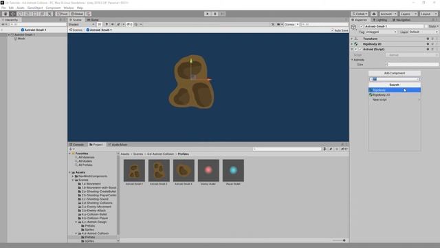 Create Asteroid Collision in 2D Unity game смотреть онлайн