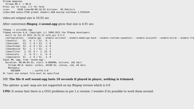 converting video to audio OGG results in wrong metadata duration смотреть онлайн