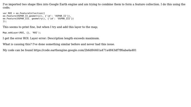 GIS: Google Earth Engine: Layer error: Description length exceeds maximum смотреть онлайн