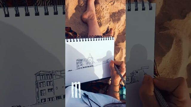 Aquarelle sue la plage de la Marsa, TUNISIE. смотреть онлайн
