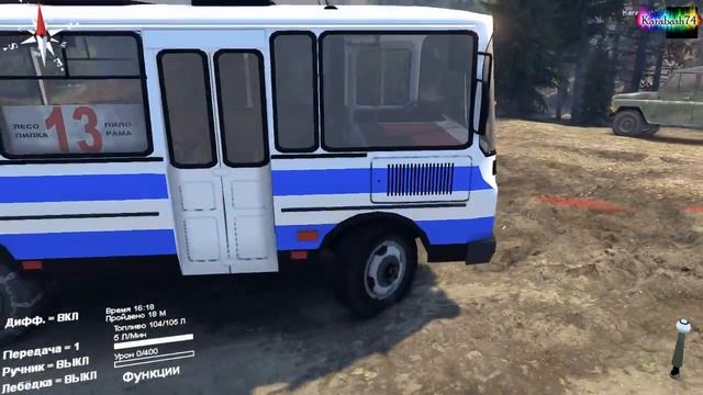 SpinTires - обзор мода ( ПАЗ-3205 v2.1 ) смотреть онлайн