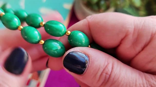 ОЖЕРЕЛЬЕ JOAN RIVERS, ЛЮЦИТ С ИМИТАЦИЕЙ МАЛАХИТА, ВИНТАЖ смотреть онлайн