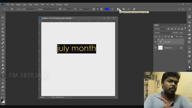 Photoshop Tutorial For Beginners: Text Tool & It's Character | Tamil | Sreejan S
