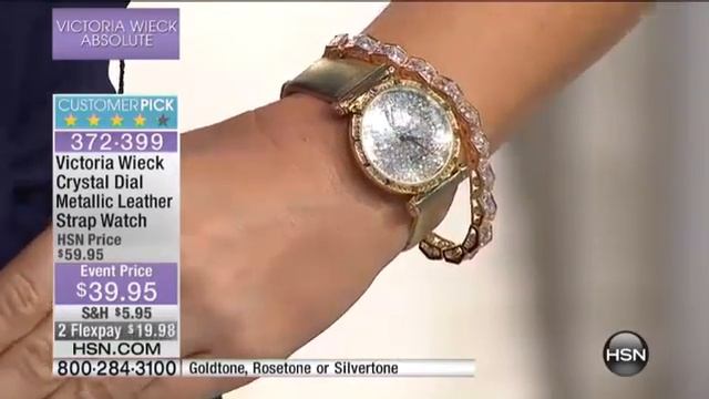 Victoria Wieck Crystal Dial Metallic Leather Strap Watch смотреть онлайн