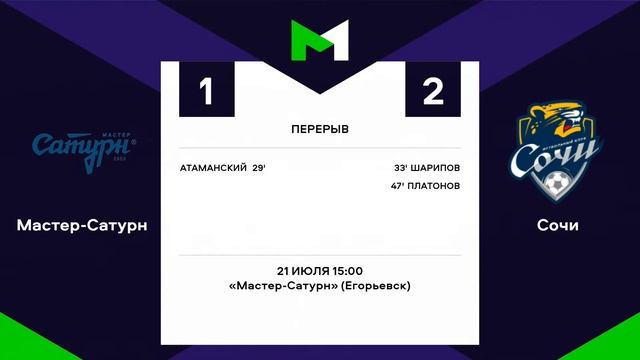 МФЛ. «Мастер-Сатурн» – «Сочи». 3-й тур. смотреть онлайн