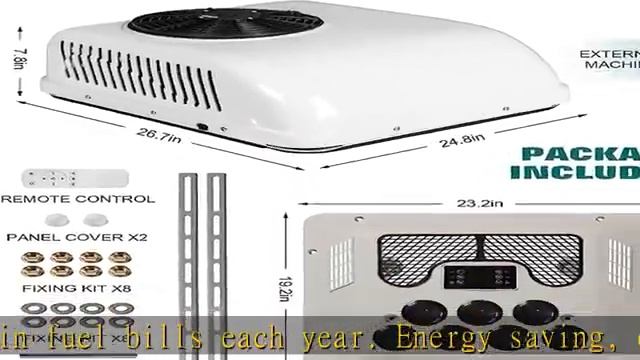 NEKPOKKA 12V DC air conditioner，roof air conditioner are applicable to trucks, RVs, buses, excavato смотреть онлайн