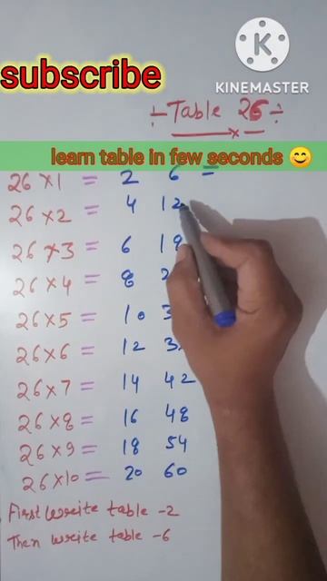 26 Table Trick।।trick Of 26#short #table Trick Of 26#math