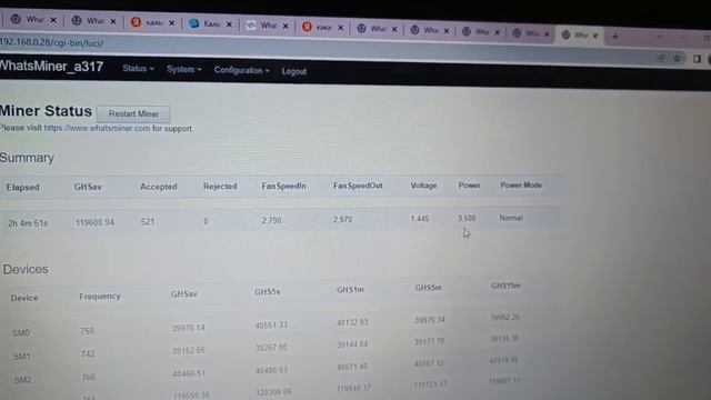 Обзор работы майнера Whatsminer M50_114Th