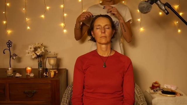 Peaceful massage and hair brushing | candles and crystals | soft spoken ASMR смотреть онлайн