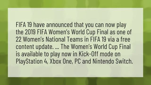 Can you play as a woman in FIFA 19? смотреть онлайн