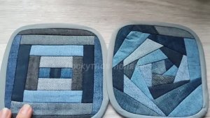 DIY/Новый БЛОК из старых ДЖИНСОВ. ПЭЧВОРК из полосок. Вторая жизнь ДЖИНСОВ.